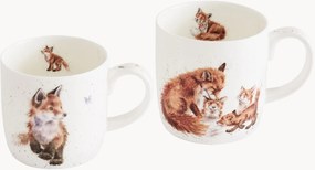 Canecas em porcelana Fine Bone China Parent & Child Fox, conjunto de 2