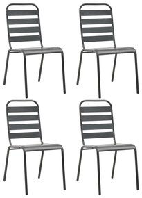 vidaXL Cadeiras de jardim design ripado 4 pcs aço cinzento-escuro