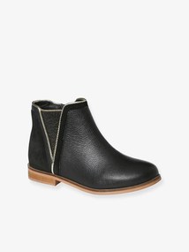 Agora -25% | Botas em pele, com fecho e elástico, para menina preto