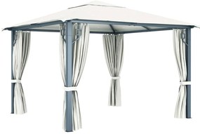 Gazebo com cortina 300x300 cm alumínio creme