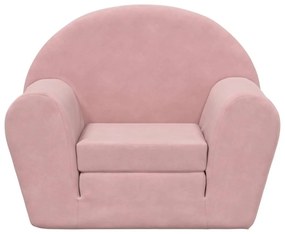 Sofá-cama infantil de pelúcia rosa