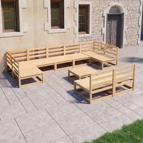 vidaXL 10 pcs conjunto lounge de jardim pinho maciço