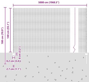 Cerca de Arame Soldado com 44 Postes U Cinza 1.4x50 m Aço
