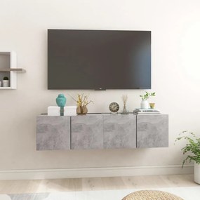 Móveis de TV para parede 2 pcs 60x30x30 cm cinzento cimento