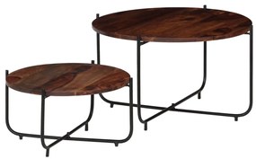 vidaXL Conj. mesas de centro 2 pcs madeira de acácia maciça 60x35 cm