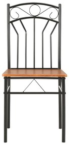 5 pcs conjunto de jantar em MDF e aço castanho