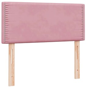 Cama com molas/colchão 100x210 cm veludo rosa