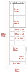 Bar de Canto com Suporte Copos, para sala, cozinha 180,6 cm a x 46,9 cm p x 46,9 cm, Castanho