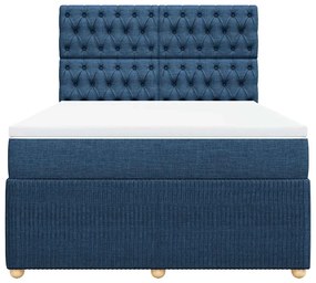 Cama com molas/colchão 160x200 cm tecido azul