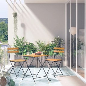 vidaXL 3 pcs conjunto bistrô dobrável madeira de acácia maciça