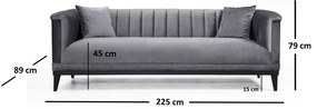 Sofá de 3 Lugares Trendy – Cinzento Escuro – 225x79x89 cm