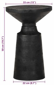 Mesa de apoio preto Ø33x50 cm madeira de mangueira maciça
