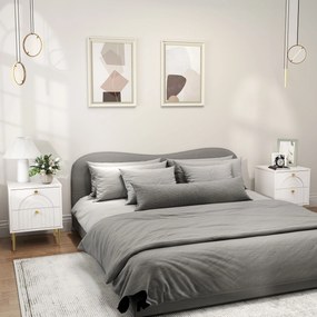 Conjunto de 2 mesas de cabeceira com 2 gavetas e pés em aço para quarto 40 x 35 x 50 cm, sala de estar, branco