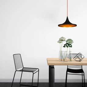 Chandelier Elmas – Preto e Vermelho – Diâmetro 35 cm, Altura 117 cm