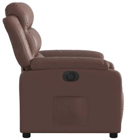 Poltrona reclinável elétrica couro artificial castanho