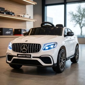 Carro eléctrico Infantil crianças 2 a 6 anos 12V 4x4 Mercedes AMG GLC 12 V Pneus Borracha branco