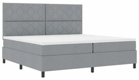 Cama box com colchão e luz LED, cinza claro, 200 x 200 cm, tecido