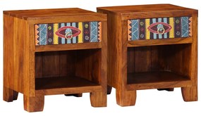 vidaXL Armário de cabeceira 2 pcs 40x35x45 cm madeira maciça acácia