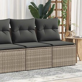 vidaXL 2 pcs conjunto sofás jardim almofadões vime PE/acácia cinzento