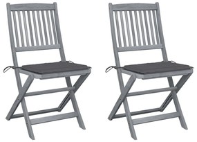 vidaXL Cadeiras exterior dobráveis c/ almofadões 2 pcs acácia maciça