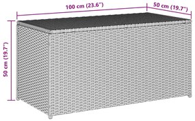 Caixa de arrumação para jardim 100x50x50 cm vime PE cinzento