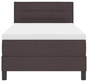 Cama Box com Colchão Castanho Escuro 80x200 cm Tecido