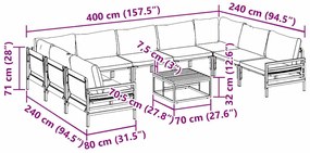 Conjunto de Sofá de Jardim 10 pcs Antracite Aço