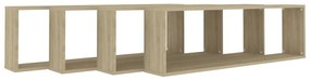 Estantes parede cúbicas 4pcs derivados madeira carvalho sonoma
