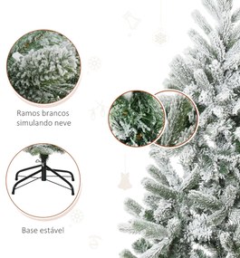 Árvore de Natal Nevada Artificial 150cm com 521 Ramos PVC e PE Base Dobrável e Suporte de Metal Decoração de Natal para Interiores Ø90x150cm Verde e B