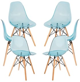 Pack 6 Cadeiras Tower Transparentes - Azul