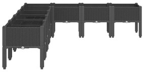 Vaso/floreira de jardim c/ pernas 200x160x42 cm PP preto