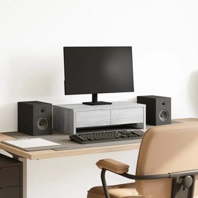 vidaXL Suporte p/ monitor c/ gavetas derivados madeira cinzento sonoma