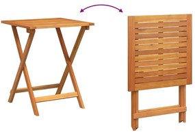 Mesa de Jardim Dobrável Quadrada 60 x 60 x 72 cm em Madeira Sólida de