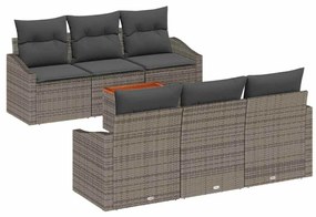 Conjunto de Sofás de Jardim com 7 peças e almofadas cinzas em rattan s