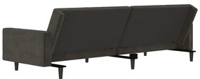 Sofá-cama de 2 lugares veludo cinzento-escuro