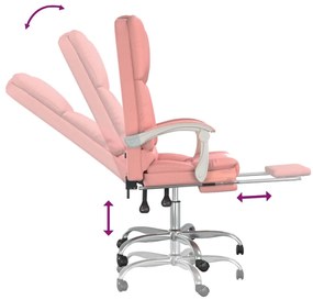 Cadeira escritório massagens reclinável couro artificial rosa