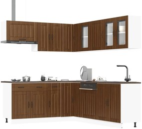 vidaXL 11 peças armário de cozinha conjunto Lucca carvalho castanho