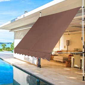 Toldo Telescópico e Retrátil 250 cm Resistente aos Raios UV Impermeável com Manivela Altura Regulável para Janela Varanda Jardim Castanho