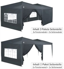 Conjunto de 2 paredes laterais dobráveis para Tenda (NÃO NCLUÍDO) 6 x 2 m Antracite