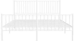 Estrutura de cama com cabeceira e pés 150x200 cm metal branco
