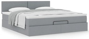 Cama otomana com colchão 160x200 cm tecido cinzento claro