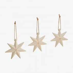 Conjunto De 3 Enfeites De Natal Em Mdf Perg Crema & 10 X 10 Cm - Sklum