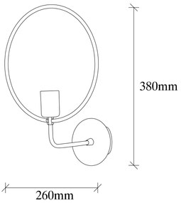 Candeeiro de Parede Circle – Preto – 26 x 19 cm