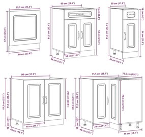 11 peças armário de cozinha conjunto Lucca brilho branco