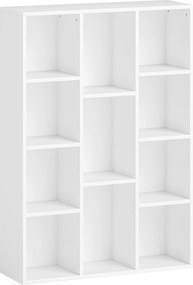 Estante de 3 Níveis Estante para Livros com 11 Compartimentos Desenho Vertical ou Horizontal 74,3x24x106 cm Branco
