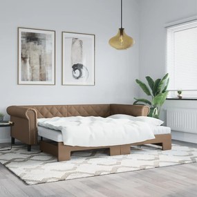 vidaXL Sofá-cama com gavetão 90x200 cm couro artificial cappuccino