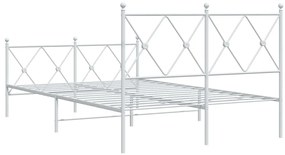 Estrutura de cama com cabeceira e pés 120x200 cm metal branco