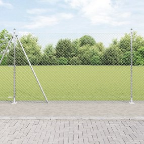 Cerca de Cadeia com 7 Postes Flangeados 1,5x10 m Aço Galvanizado