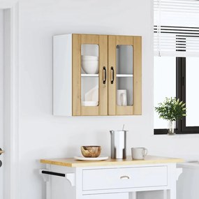 Armário de parede cozinha porta vidro Lucca carvalho artesanal