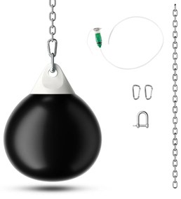 Saco de boxe com água 45cm 50kg Saco de pancadas pesado com corrente de metal ajustável para treino para adultos e crianças preto